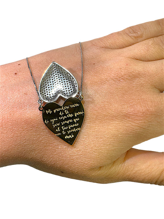 Collana Cuore Pavè Personalizzabile