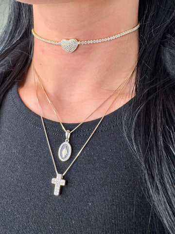 Collana Tennis Choker Cuore